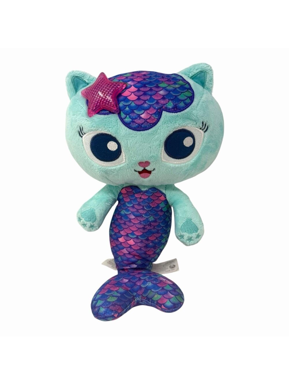 Gabbys Dollhouse Mercat Plush Teal Mermaid Cat Light Up Star Toy 12 Inch